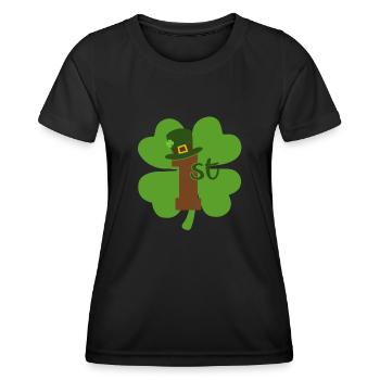 Accessoires de la Saint-Patrick Irlande Shamrock Décoration - T-shirt sport Femme - noir - Devant - AI Model Female 172 light (172cm)