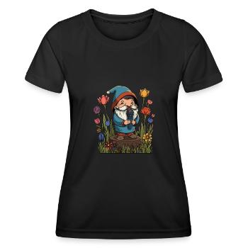 Singing garden gnome design for a - Women's Functional T-Shirt - black - Front - AI Model Female 172 light (172cm)