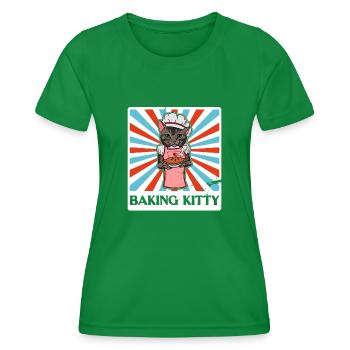 Katzenliebhaber Brötchen Backen Bäcker Spruch - Frauen Funktions-T-Shirt - Kelly Green - Vorne - AI Model Female 172 dark (172cm)