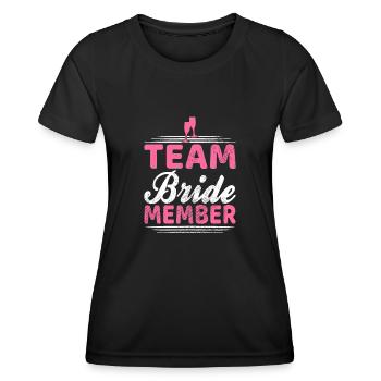 Membre de l’équipe mariée - T-shirt sport Femme - noir - Devant - AI Model Female 172 light (172cm)