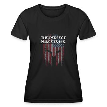 L’endroit idéal est l’indépendance des États-Unis le 4 juillet - T-shirt sport Femme - noir - Devant - AI Model Female 172 light (172cm)