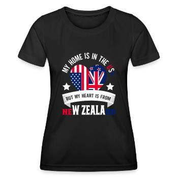 Neuseeland Kultur Kiwi Vogel Neuseeland Flagge - Frauen Funktions-T-Shirt - Schwarz - Vorne - AI Model Female 172 light (172cm)