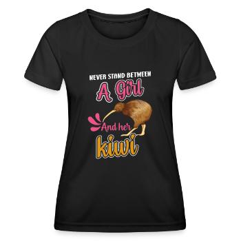 Neuseeland Kultur Kiwi Vogel Neuseeland Flagge - Frauen Funktions-T-Shirt - Schwarz - Vorne - AI Model Female 172 light (172cm)