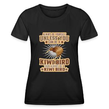 Neuseeland Kultur Kiwi Vogel Neuseeland Flagge - Frauen Funktions-T-Shirt - Schwarz - Vorne - AI Model Female 172 light (172cm)