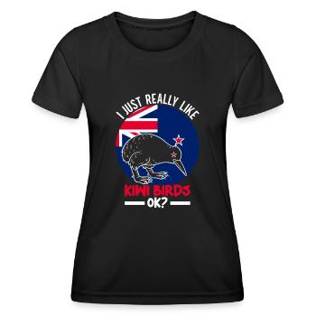 Neuseeland Kultur Kiwi Vogel Neuseeland Urlaub - Frauen Funktions-T-Shirt - Schwarz - Vorne - AI Model Female 172 light (172cm)