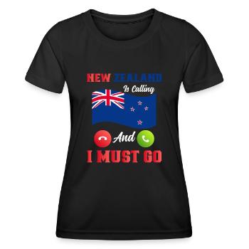 Neuseeland Kultur Kiwi Vogel Neuseeland Flagge - Frauen Funktions-T-Shirt - Schwarz - Vorne - AI Model Female 172 light (172cm)
