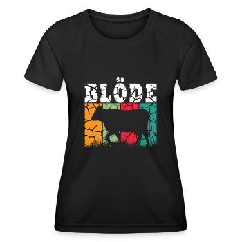 BLÖDE KUH - TIER - TIERISCH - TIERCHEN - Frauen Funktions-T-Shirt - Schwarz - Vorne - AI Model Female 172 light (172cm)