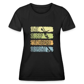 Food Sleep Windsurfing Repetition - Women's Functional T-Shirt - black - Front - AI Model Female 172 light (172cm)