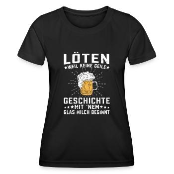 Löten Filmriss Mallorca Party Saufen Biertrinker - Frauen Funktions-T-Shirt - Schwarz - Vorne - AI Model Female 172 light (172cm)