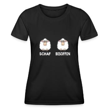 Schaf Besoffen Mallorca Party Saufen Biertrinker - Frauen Funktions-T-Shirt - Schwarz - Vorne - AI Model Female 172 light (172cm)