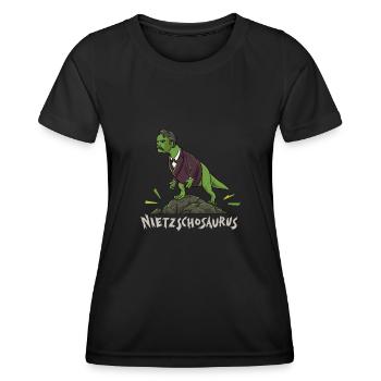 Nietzsche T-Rex Dinosaur Design for a - Women's Functional T-Shirt - black - Front - AI Model Female 172 light (172cm)
