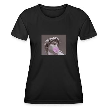 Michelangelo-David-Statue mit Kaugummi für einen - Frauen Funktions-T-Shirt - Schwarz - Vorne - AI Model Female 172 light (172cm)