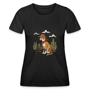 Texas Cat Design - Women's Functional T-Shirt - black - Front - AI Model Female 172 light (172cm)