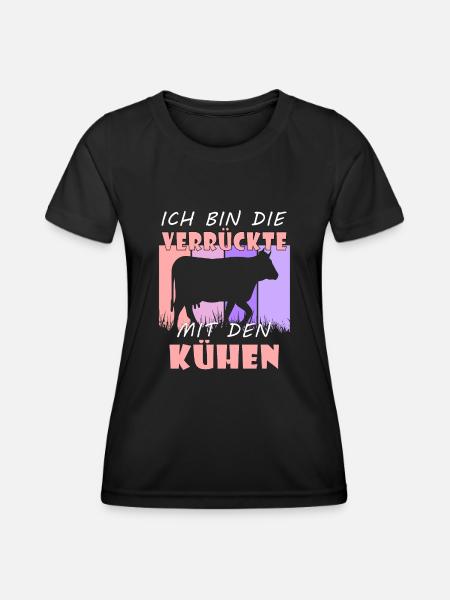 Kuh Kühe - Frauen Funktions-T-Shirt - Schwarz