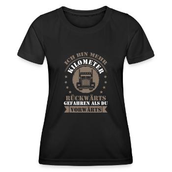 LKW Fahrer Fernfahrer Lastkraftwagen Trucker - Frauen Funktions-T-Shirt - Schwarz - Vorne - AI Model Female 172 light (172cm)
