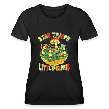 Hippie Mushroomhead Stay Trippy Little Hippie - Frauen Funktions-T-Shirt - Schwarz - Vorne - AI Model Female 172 light (172cm)