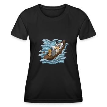 Paddelboot Katzen Designs für eine Rudermannschaft - Frauen Funktions-T-Shirt - Schwarz - Vorne - AI Model Female 172 light (172cm)