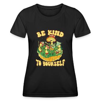 Hippie Mushroomhead Soyez gentil avec vous-même - T-shirt sport Femme - noir - Devant - AI Model Female 172 light (172cm)