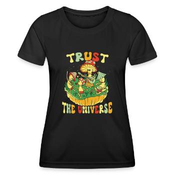 Hippie Mushroomhead Trust The Universe - Women's Functional T-Shirt - black - Front - AI Model Female 172 light (172cm)