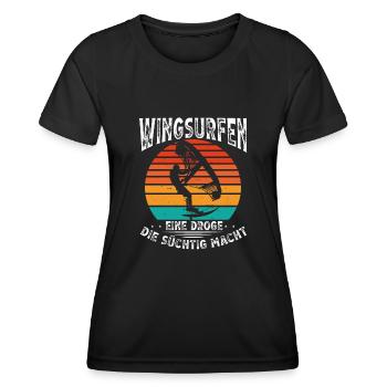 Wingsurfing Macht Mich Süchtig - Frauen Funktions-T-Shirt - Schwarz - Vorne - AI Model Female 172 light (172cm)