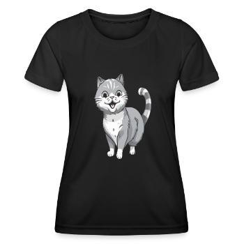 Lächelnde Katze für Katzenfreunde - Frauen Funktions-T-Shirt - Schwarz - Vorne - AI Model Female 172 light (172cm)