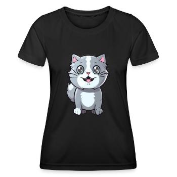 Chaton mignon avec œil de chat pour les propriétaires de chats - T-shirt sport Femme - noir - Devant - AI Model Female 172 light (172cm)