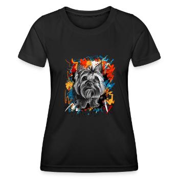 Yorkshire Terrier - T-shirt sport Femme - noir - Devant - AI Model Female 172 light (172cm)