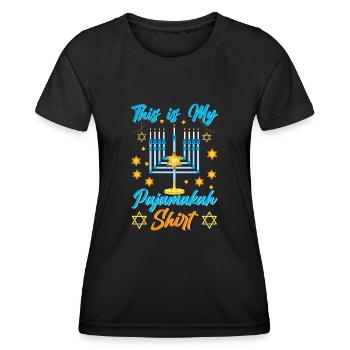 Hanoukka Hanoukka Dreidel Latkes Hanoukka - T-shirt sport Femme - noir - Devant - AI Model Female 172 light (172cm)
