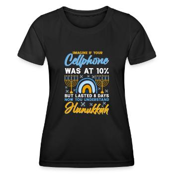 Hanoukka Hanoukka Dreidel Latkes Hanoukka - T-shirt sport Femme - noir - Devant - AI Model Female 172 light (172cm)