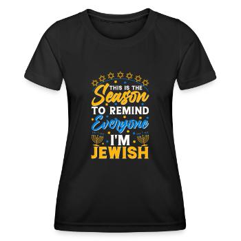 Chanukka Hanukka Dreidel Jüdisches Fest - Frauen Funktions-T-Shirt - Schwarz - Vorne - AI Model Female 172 light (172cm)