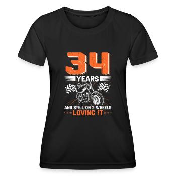 34 Years And Still On 2 Wheels 34th Birthday - Women's Functional T-Shirt - black - Front - AI Model Female 172 light (172cm)