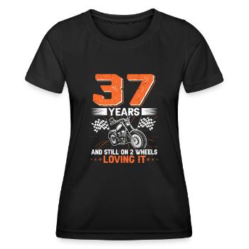 37 Years And Still On 2 Wheels 37th Birthday - Women's Functional T-Shirt - black - Front - AI Model Female 172 light (172cm)