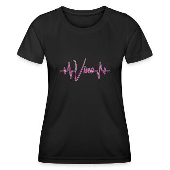 Vin Vino battement de cœur - T-shirt sport Femme - noir - Devant - AI Model Female 172 light (172cm)