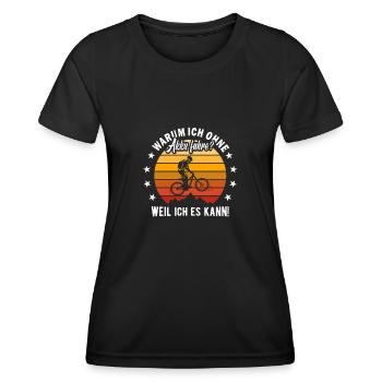 Mountainbike Fahrrad ohne Akku - Frauen Funktions-T-Shirt - Schwarz - Vorne - AI Model Female 172 light (172cm)