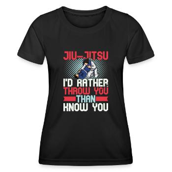 Jiu Jitsu Judo BJJ Filles Arts Martiaux Sports - T-shirt sport Femme - noir - Devant - AI Model Female 172 light (172cm)