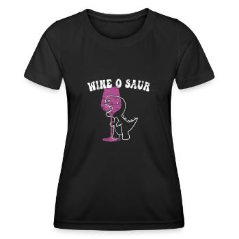 lustiger Wein Dinosaurier Spruch - Frauen Funktions-T-Shirt - Schwarz - Vorne - AI Model Female 172 light (172cm)