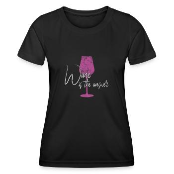 Réponse du vin en disant - T-shirt sport Femme - noir - Devant - AI Model Female 172 light (172cm)