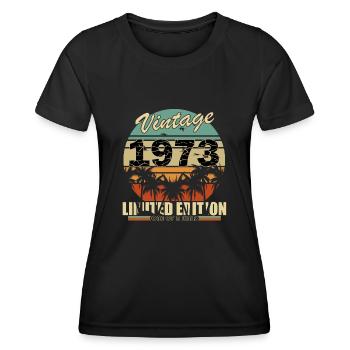 1973 Jubiläum 1973 Jahrgang 1973 Jahrgang 1973 - Frauen Funktions-T-Shirt - Schwarz - Vorne - AI Model Female 172 light (172cm)