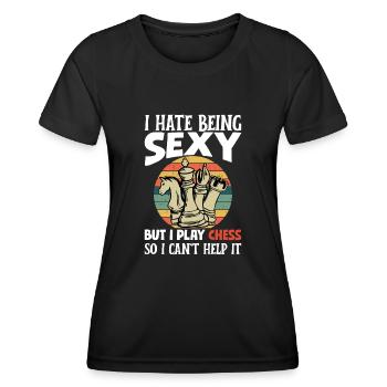 Schach Figuren Schachbrett Schachspieler Schach - Frauen Funktions-T-Shirt - Schwarz - Vorne - AI Model Female 172 light (172cm)