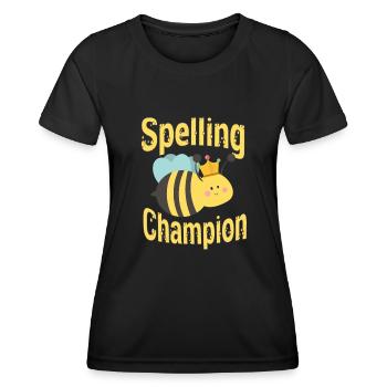 Champion de concours d’orthographe - T-shirt sport Femme - noir - Devant - AI Model Female 172 light (172cm)