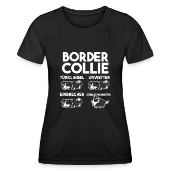 Hund Border Collie - Frauen Funktions-T-Shirt - Schwarz - Vorne - AI Model Female 172 light (172cm)