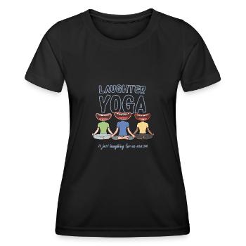 Conception de méditation du rire pour une séance de yoga du rire - T-shirt sport Femme - noir - Devant - AI Model Female 172 light (172cm)