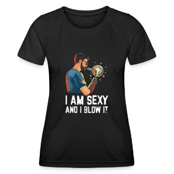 Hand-blown glass design for a glassblower - Women's Functional T-Shirt - black - Front - AI Model Female 172 light (172cm)