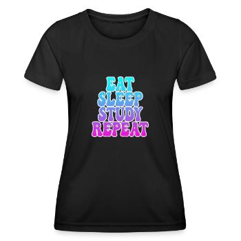 Eating Sleeping Studying - Women's Functional T-Shirt - black - Front - AI Model Female 172 light (172cm)