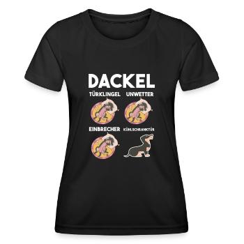 Hund Dackel - Frauen Funktions-T-Shirt - Schwarz - Vorne - AI Model Female 172 light (172cm)