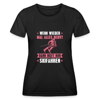 Skifahren Alles nervt Wintersport Skifahrerin - Frauen Funktions-T-Shirt - Schwarz - Vorne - AI Model Female 172 light (172cm)