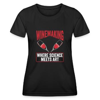 La vinification, là où la science - T-shirt sport Femme - noir - Devant - AI Model Female 172 light (172cm)