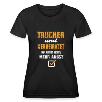 Trucker und Verheiratet - Frauen Funktions-T-Shirt - Schwarz - Vorne - AI Model Female 172 light (172cm)