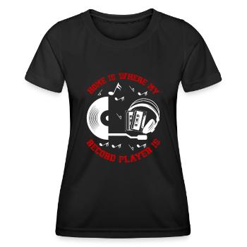 Retro Vinyl Sammlung Schallplatte Plattenspieler - Frauen Funktions-T-Shirt - Schwarz - Vorne - AI Model Female 172 light (172cm)
