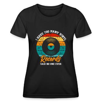 Retro Vinyl Sammlung Schallplatte Plattenspieler - Frauen Funktions-T-Shirt - Schwarz - Vorne - AI Model Female 172 light (172cm)